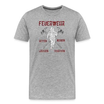 Protection de secours des pompiers - T-shirt bio Premium Homme - gris chiné - Devant - Damien (186cm)