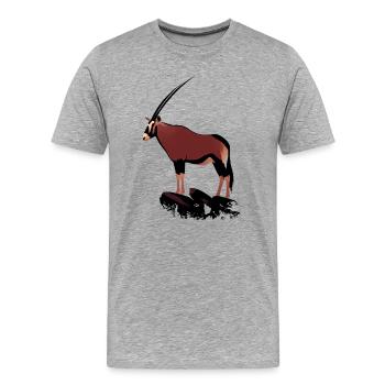 Oryx auf Felsen - Männer Premium Bio T-Shirt - Grau meliert - Vorne - Damien (186cm)