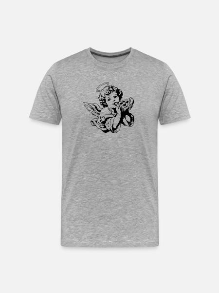 Pizza Angel – Cherub with pizza slice - Men's Premium Organic T-Shirt - heather grey