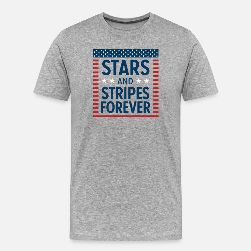 Forever Sterne und Streifen - Männer Premium Bio T-Shirt - Grau meliert