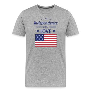 Indépendance et Amour États-Unis - T-shirt bio Premium Homme - gris chiné - Devant - Damien (186cm)