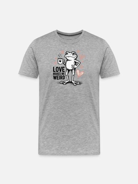 Love Makes Me Weird Frog - Men's Premium Organic T-Shirt - heather grey