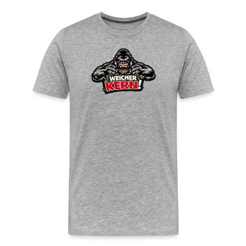Weicher Kern - Böser Gorilla Spruch - Männer Premium Bio T-Shirt - Grau meliert - Vorne - Damien (186cm)