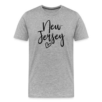 New Jersey Heart Women's Love New Jersey - Männer Premium Bio T-Shirt - Grau meliert - Vorne - Damien (186cm)