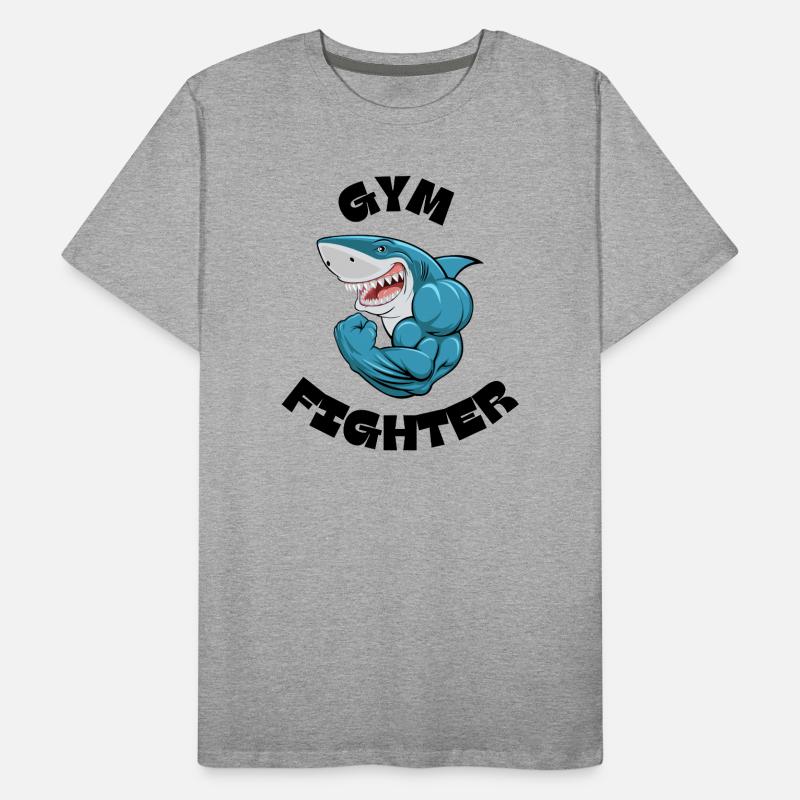 Pose de puissance du Requin Musclé Bleu T-shirt bio Premium Homme