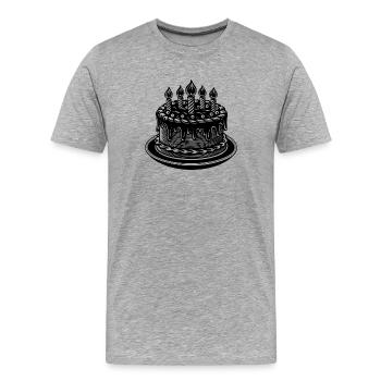 Gâteau d'anniversaire - T-shirt bio Premium Homme - gris chiné - Devant - Damien (186cm)