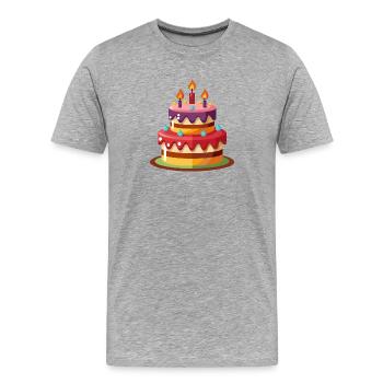 Gâteau d'anniversaire - T-shirt bio Premium Homme - gris chiné - Devant - Damien (186cm)
