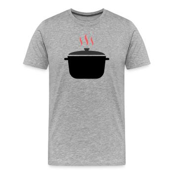 Cuisson à la vapeur dans une casserole - T-shirt bio Premium Homme - gris chiné - Devant - Damien (186cm)