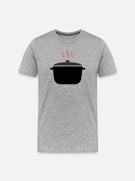 Kochtopf Dampf Kochen - Männer Premium Bio T-Shirt - Grau meliert