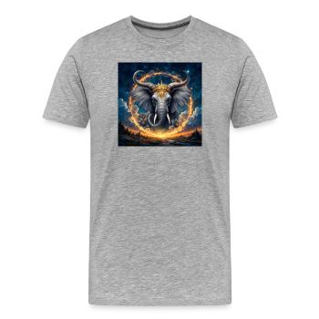 Celestial Elephant with Golden Crown - Men's Premium Organic T-Shirt - heather grey - Front - Damien (186cm)