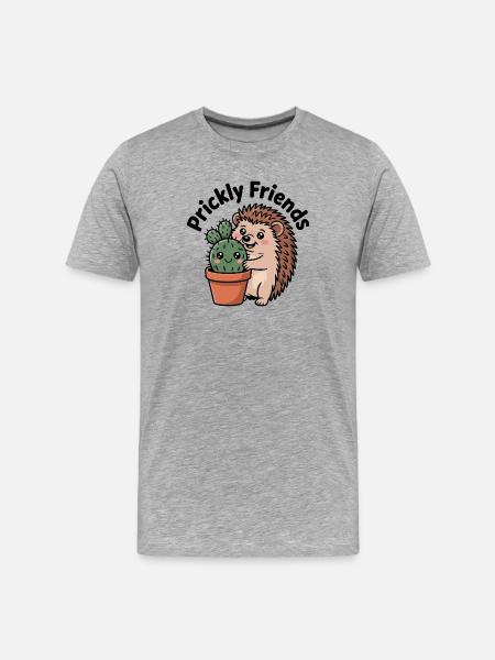 Cactus-friendly hedgehog - Men's Premium Organic T-Shirt - heather grey