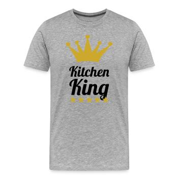 The King of Cooking - Men's Premium Organic T-Shirt - heather grey - Front - Damien (186cm)