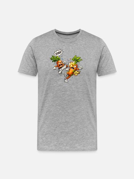 Karate carrots in duel - Men's Premium Organic T-Shirt - heather grey