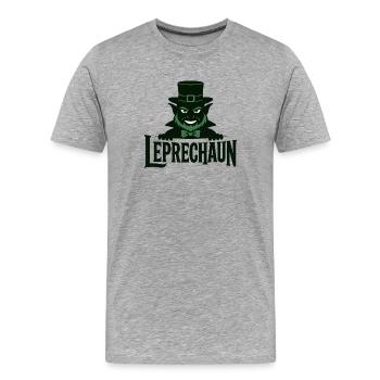 Leprechaun Grüner Kobold - Männer Premium Bio T-Shirt - Grau meliert - Vorne - Damien (186cm)