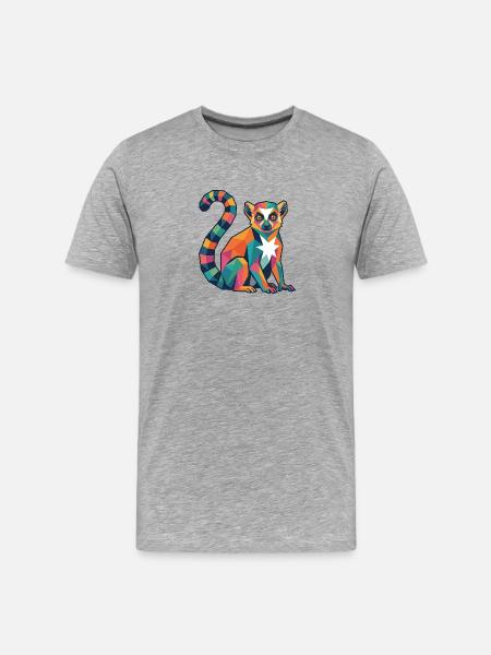 Farbenfrohes Lemurendesign - Männer Premium Bio T-Shirt - Grau meliert