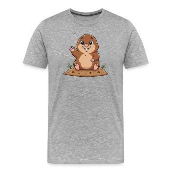 Cheerful Mole - Men's Premium Organic T-Shirt - heather grey - Front - Damien (186cm)