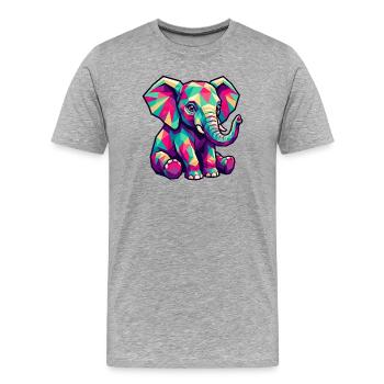 Colorful Elephant Design – Cute Elephant - Men's Premium Organic T-Shirt - heather grey - Front - Damien (186cm)