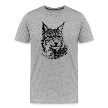 Lynx – minimalist graphics of a wild cat - Men's Premium Organic T-Shirt - heather grey - Front - Damien (186cm)