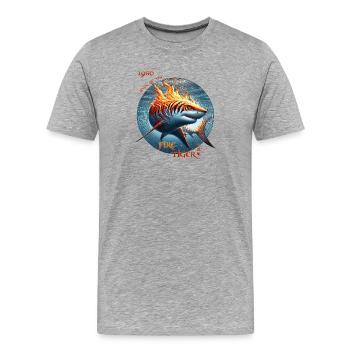 Fire Tiger 1986 – The Burning Tiger Shark - Men's Premium Organic T-Shirt - heather grey - Front - Damien (186cm)