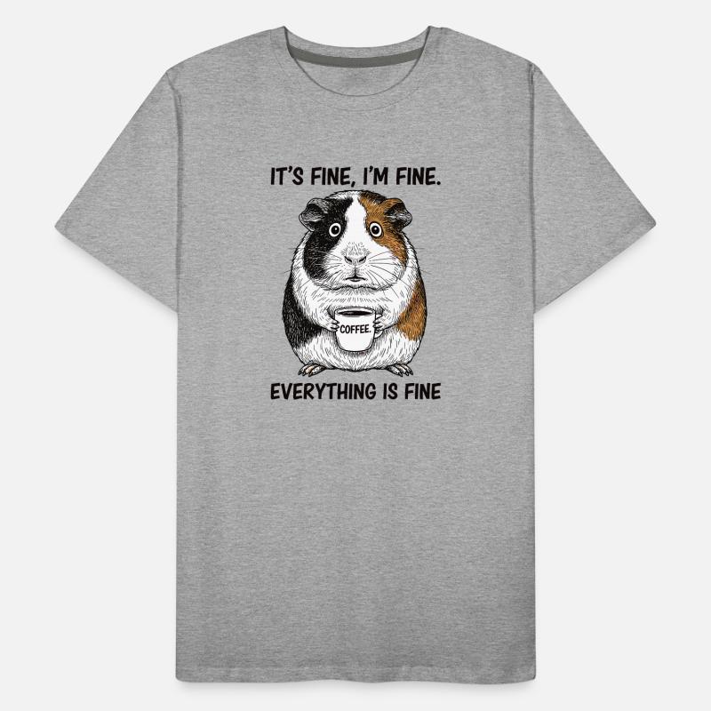 C’est bon, je vais bien café, cochon d’Inde. T-shirt bio Premium Homme