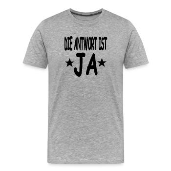 Ja - Männer Premium Bio T-Shirt - Grau meliert - Vorne - Damien (186cm)
