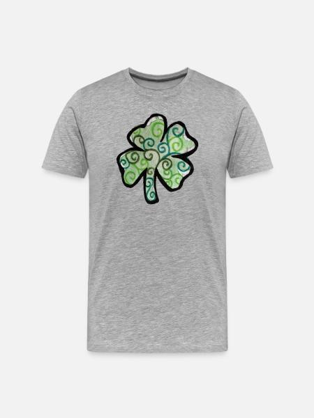 Swirled Shamrock in Pastel Greens - Men's Premium Organic T-Shirt - heather grey