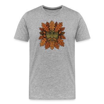 Geistgesicht der Herbst-Eiche - Männer Premium Bio T-Shirt - Grau meliert - Vorne - Damien (186cm)