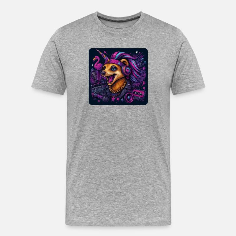 Einhorn Erdmännchen Party - Männer Premium Bio T-Shirt - Grau meliert