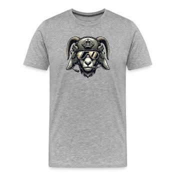 Chèvre en mission - T-shirt bio Premium Homme - gris chiné - Devant - Damien (186cm)