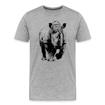 Rhinoceros - Men's Premium Organic T-Shirt - heather grey - Front - Damien (186cm)