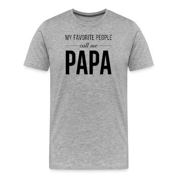 Papa - Männer Premium Bio T-Shirt - Grau meliert - Vorne - Damien (186cm)