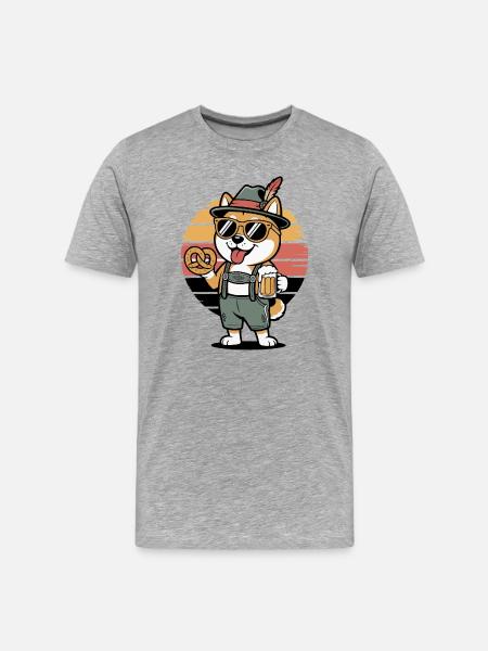German Shiba Dog Retro - Men's Premium Organic T-Shirt - heather grey