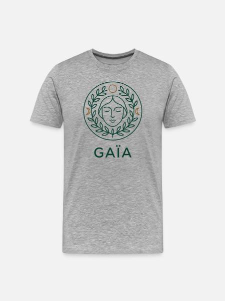 Gaïa - Mère Nature - Vie - Lune - T-shirt bio Premium Homme - gris chiné