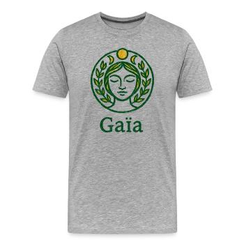 Gaïa - Mère Nature - Arbre de Vie - T-shirt bio Premium Homme - gris chiné - Devant - Damien (186cm)