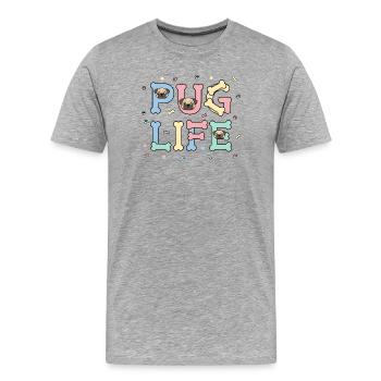 Vie de carlin Vie mignonne design de chien carlin pour les amoureux des animaux - T-shirt bio Premium Homme - gris chiné - Devant - Damien (186cm)