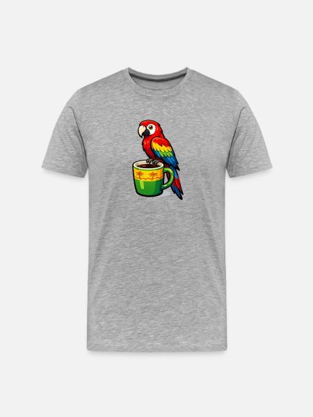 Tropical parrot on a coffee mug - Men's Premium Organic T-Shirt - heather grey