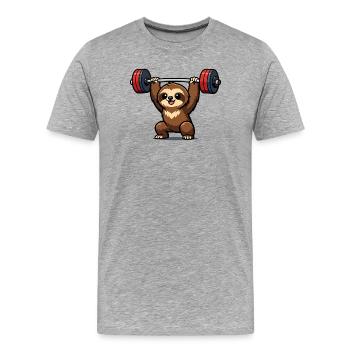 Powerful sloth lift - Men's Premium Organic T-Shirt - heather grey - Front - Damien (186cm)