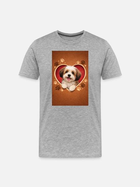 Heart Paws Puppy Design - Men's Premium Organic T-Shirt - heather grey