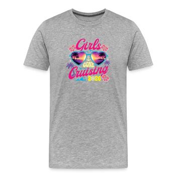 Girls Gone Cruising : ambiance rétro des vacances de printemps 2026 - T-shirt bio Premium Homme - gris chiné - Devant - Damien (186cm)