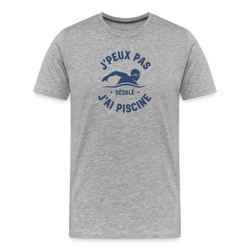 Ich kann nicht. Ich habe einen Swimmingpool. - Männer Premium Bio T-Shirt - Grau meliert - Vorne - Damien (186cm)