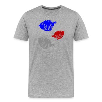 Drei farbige Fische   - Männer Premium Bio T-Shirt - Grau meliert - Vorne - Damien (186cm)