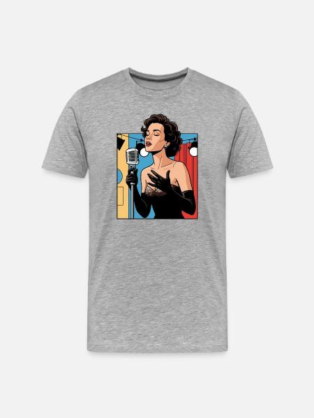 Glamouröse Bühnenstimme - Männer Premium Bio T-Shirt - Grau meliert