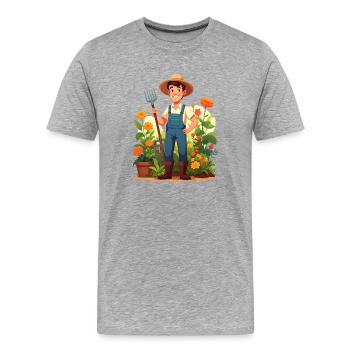 Gardener - Men's Premium Organic T-Shirt - heather grey - Front - Damien (186cm)
