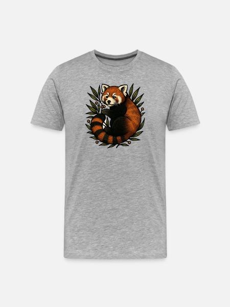Red Panda in the Foliage - Men's Premium Organic T-Shirt - heather grey