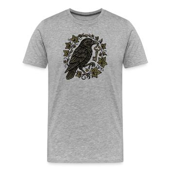 Rabe mit Schlüssel im Efeu - Männer Premium Bio T-Shirt - Grau meliert - Vorne - Damien (186cm)