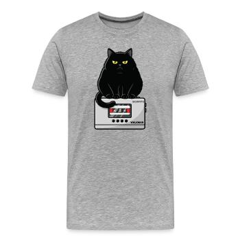 Walkman Loaf Chat Musique K7 - T-shirt bio Premium Homme - gris chiné - Devant - Damien (186cm)