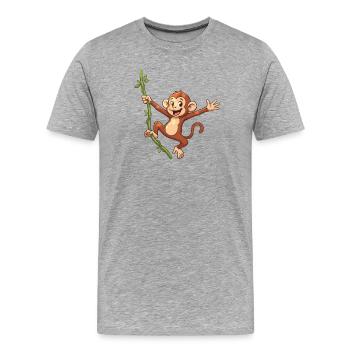 Affe Lianen-Springen - Männer Premium Bio T-Shirt - Grau meliert - Vorne - Damien (186cm)