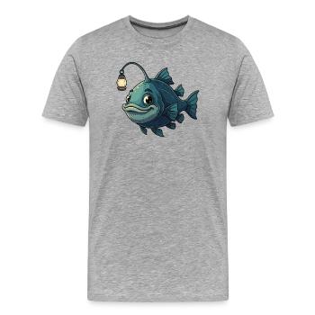 Poisson lumineux avec lanterne - T-shirt bio Premium Homme - gris chiné - Devant - Damien (186cm)