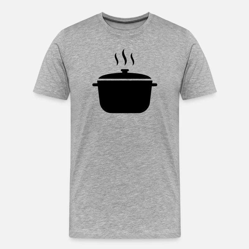 Kochtopf Suppe Dampf Icon - Männer Premium Bio T-Shirt - Grau meliert