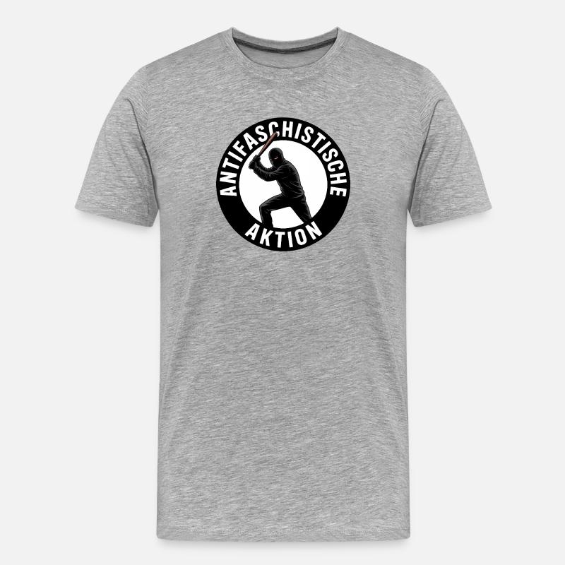 Antifaschistische Aktion - Antifa Tee - Männer Premium Bio T-Shirt - Grau meliert